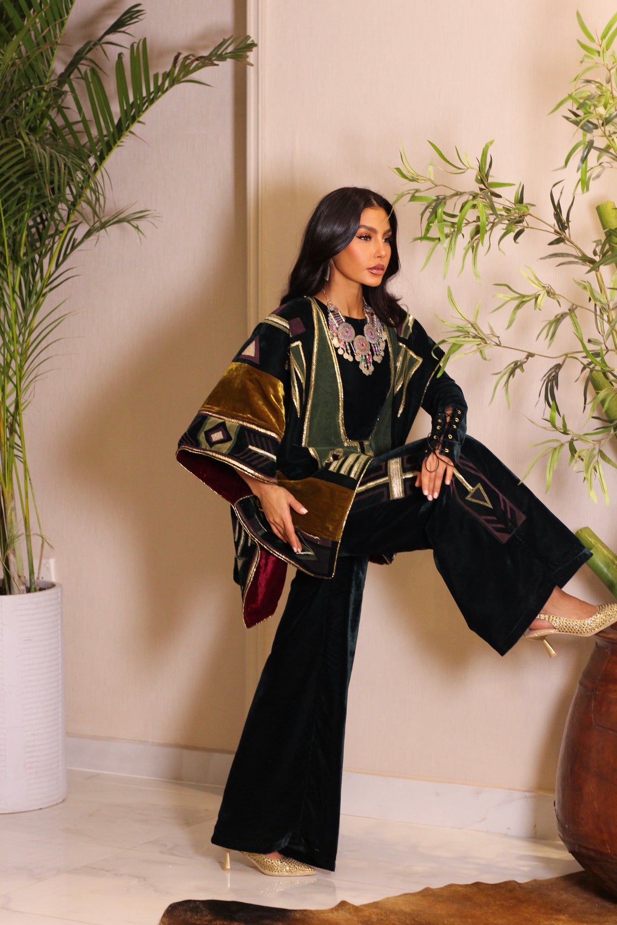 Velvet green jumpsuit