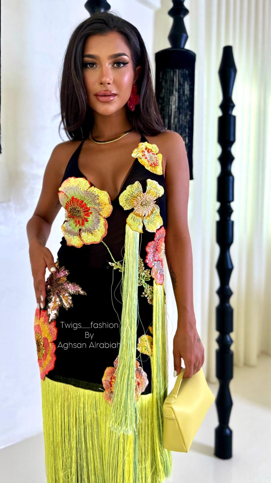 Black flowered dress