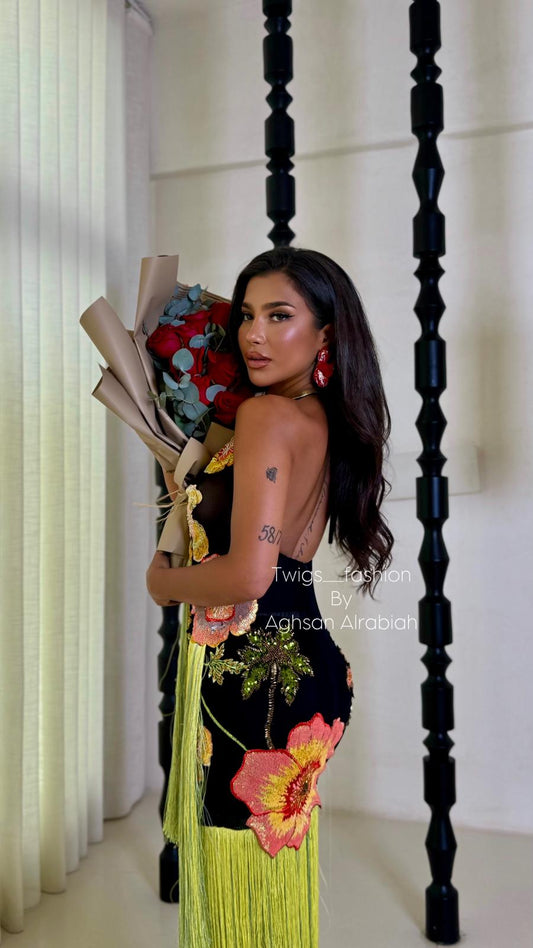 Black flowered dress