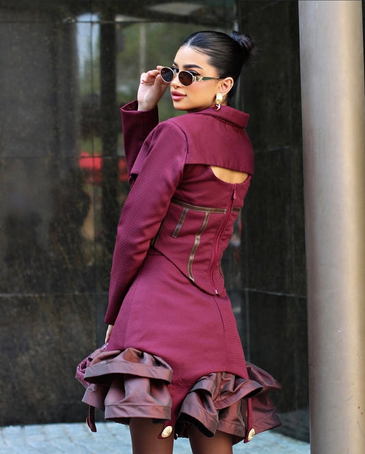 Burgundy Corset Suit