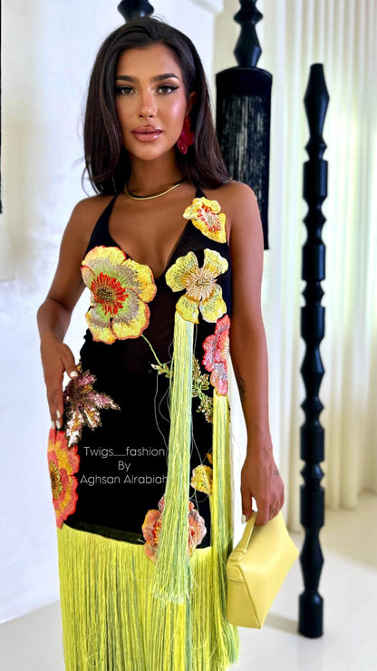 Black flowered dress